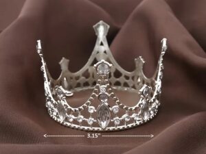 Cake Topper Silver Crown with Gems 3 in.