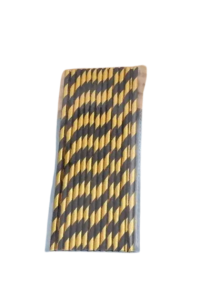 Gold/Black Stripe Paper Straw 25 Count