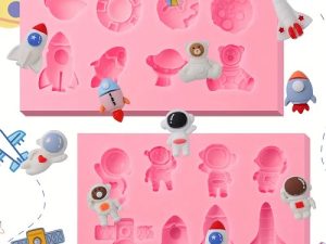Silicone Mold Astronauts and Planets 2 Pieces
