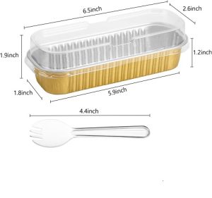 Mini Loaf Gold Foil Pan W/ Lid And Spoon - 25 Count