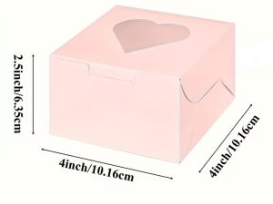 Pink Box w/Heart Window 4 x 4 x 2.5 inches