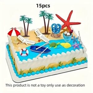 Beach Theme 15 Piece Cake Topper
