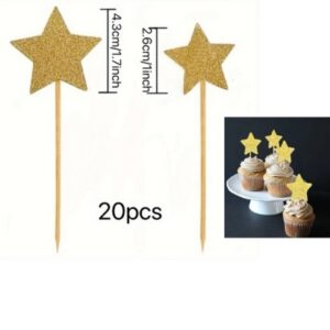 Glitter Stars Cake Topper 20 Count Mixed Sizes