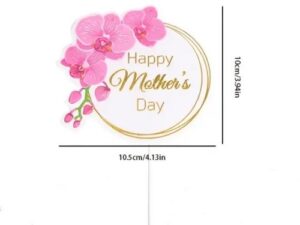 Happy Mom Day Round Pink Cake Topper