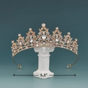 Gold Tiara With Gems Cake Top 5.3 inches
