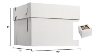 Cake Box w/Window 10 x 10 x 8 inches White