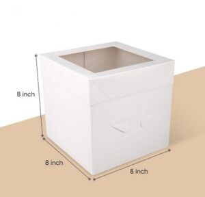 Cake Box w/Window 8 x 8 x 8 inches White