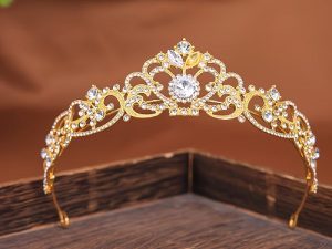 Gold Tiara With Gems Cake Top 5.3 inches