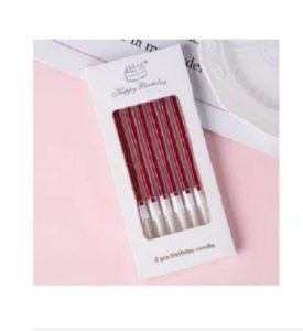 Tall Metallic Red Birthday Candles 6 Count
