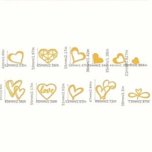 Acrylic Gold Love-Hearts 11 Piece Cake Top