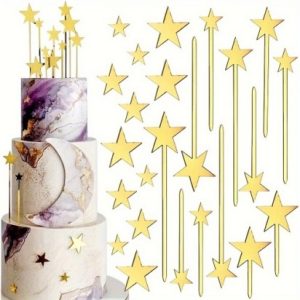 Acrylic Gold Star 24 Count Cake Topper