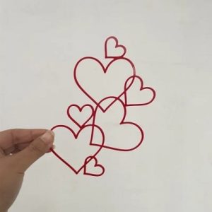 Acrylic Linked Hearts Red Cake Topper