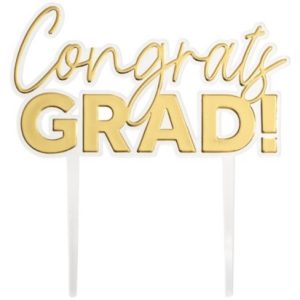 Congrats Grad Gold Cake Topper