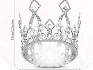 Cake Top Silver Jewel Crown 2.6"