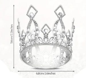 2.6 inch Silver Jewel Crown Cake Top