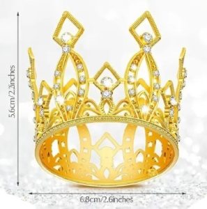 Gold Jewel Crown Cake Top 2.6 inches