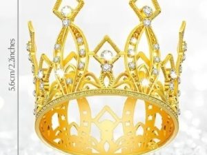 Gold Jewel Crown Cake Top 2.6 inches