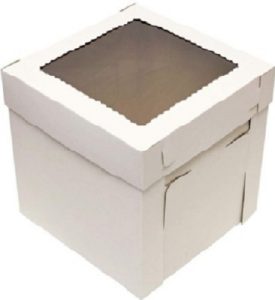 Cake Box W/Window 12 X 12 X 8 inches White