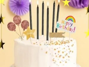 Tall Birthday Candles Black 6 Count