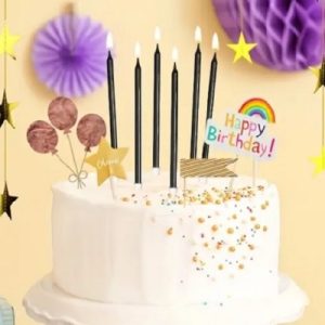 Tall Birthday Candles Black 6 Count