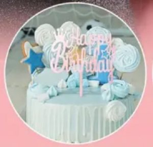 Rose Gold Happy Birthday w/Crown Cake Top