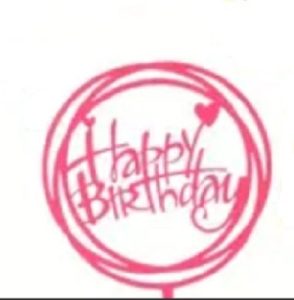 Hot Pink Happy Birthday W/ Hearts Cake Top