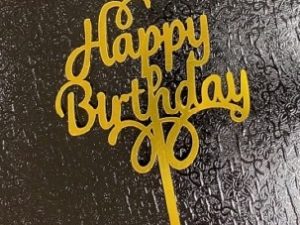 Cake Top Gold Happy Birthday Script