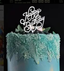 Cake Top Silver Happy Birthday Script