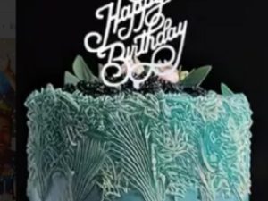 Cake Top Silver Happy Birthday Script