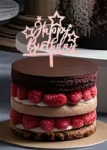 Cake Top Pink Happy Birthday With Stars
