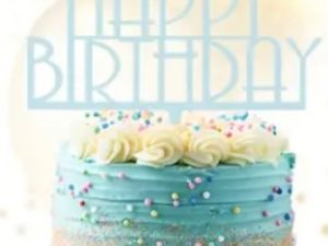Cake Top LT. Blue Happy Birthday Caps