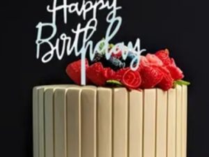 Cake Top LT. Blue Happy Birthday Script