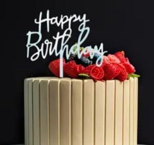 Cake Top Blue Happy Birthday Script