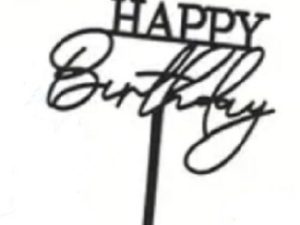 Cake Top Happy Birthday Black
