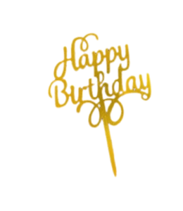 Gold Happy Birthday Script Cake Top