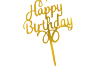 Gold Happy Birthday Script Cake Top