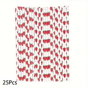 Paper Straws Strawberries 25 Count
