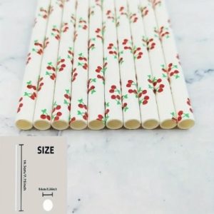 Paper Straws Cherries 25 Count