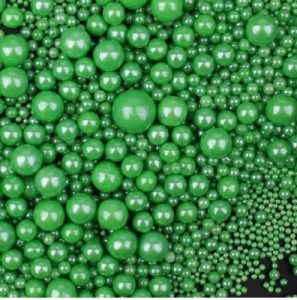 Sugar Pearls Green Assorted Sizes 4.5 ounce Container