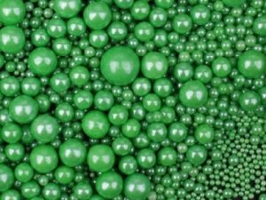 Sugar Pearls Green Assorted Sizes 4.5 ounce Container