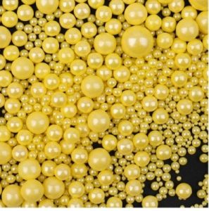 Sugar Pearls Yellow Assorted Sizes 4.5 Ounces