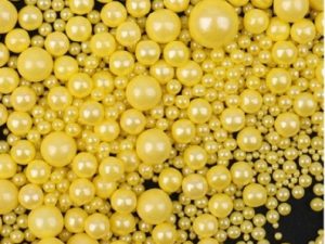 Sugar Pearls Yellow Assorted Sizes 4.5 Ounces