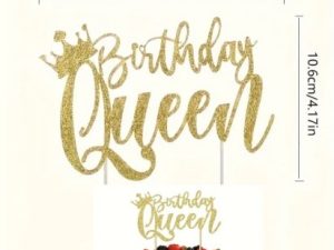 Cake Topper Glittery Gold "Birthday Queen"