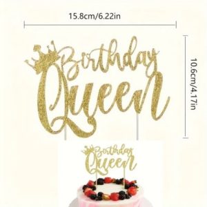 Cake Topper Glittery Gold "Birthday Queen"