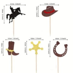 Cupcake Topper Cowboy Theme Picks 10 Pieces