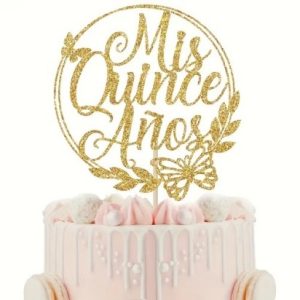 Cake Topper Mis Quince Gold