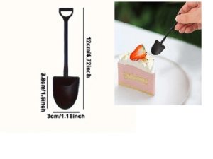 Black Shovel Shape Plastic Spoons 25 Count