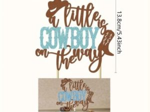 Cake Topper Blue "Cowboy is on the way" Baby
