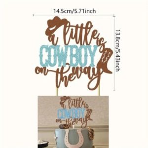 Cake Topper Blue "Cowboy is on the way" Baby