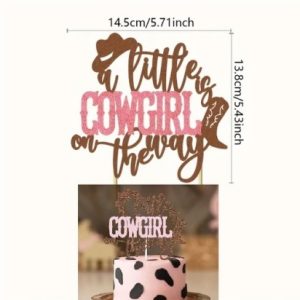 Cake Topper Pink "Cowgirl is on the way" Baby